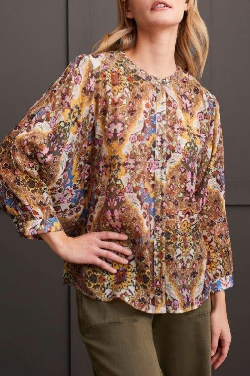Tribal dolman slv wide blouse-grape 5539O-4996 - Image 2